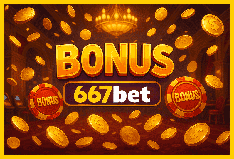 Imagem promovendo bônus 667BET com recompensas imperdíveis.